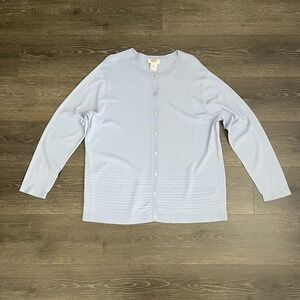 Talbots Vintage Button‎ Up Cardigan Lightweight Sweater Womens XL Blue Modest